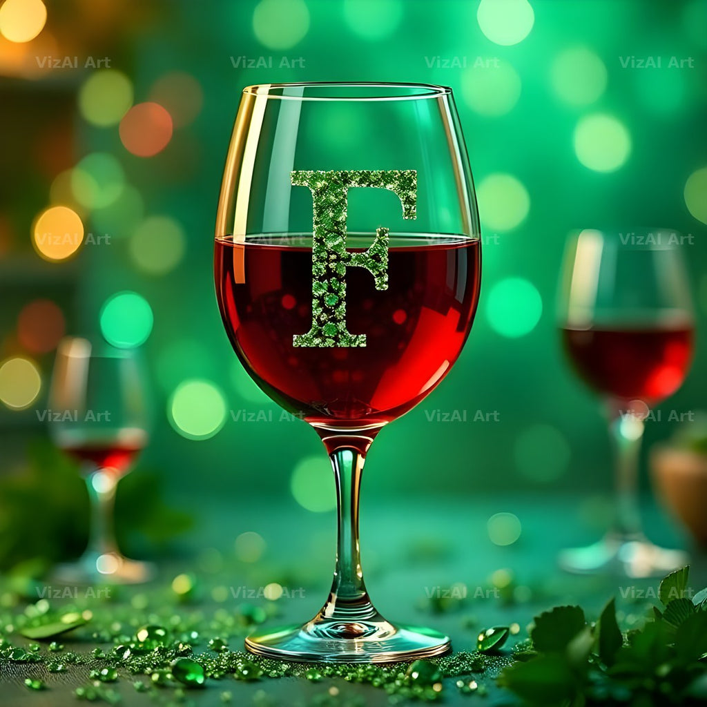 Wine Glass Sparkle alphabet letter F