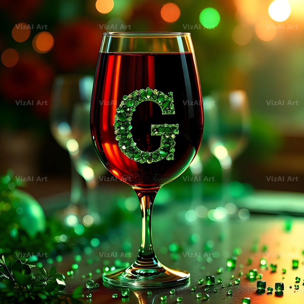 Wine Glass Sparkle alphabet letter G