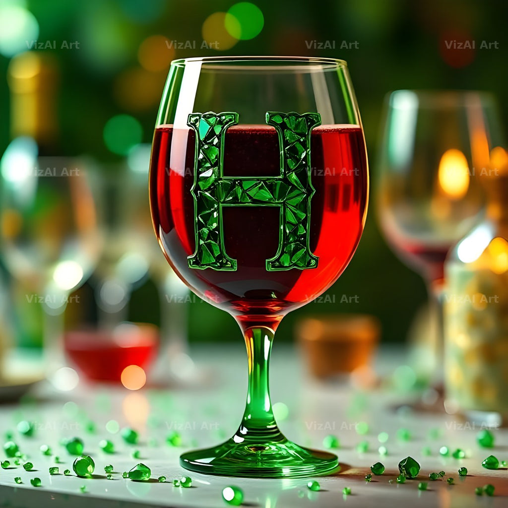 Wine Glass Sparkle alphabet letter H