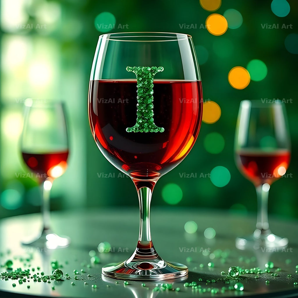 Wine Glass Sparkle alphabet letter I
