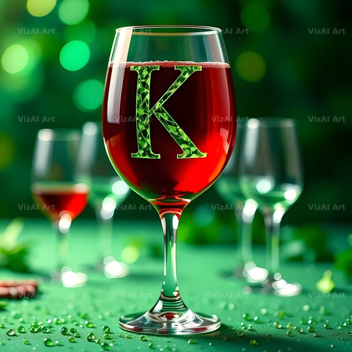Wine Glass Sparkle alphabet letter K