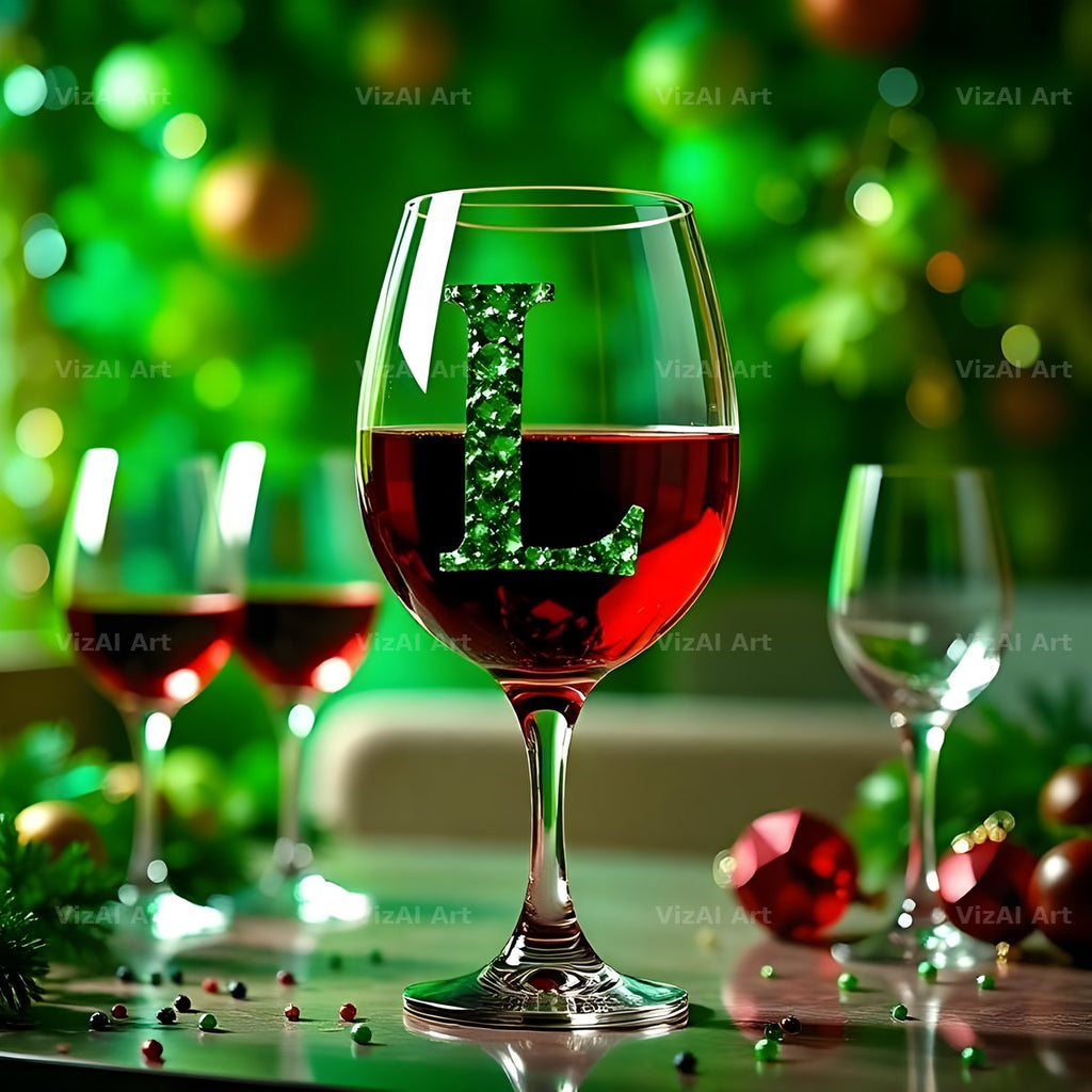 Wine Glass Sparkle alphabet letter L