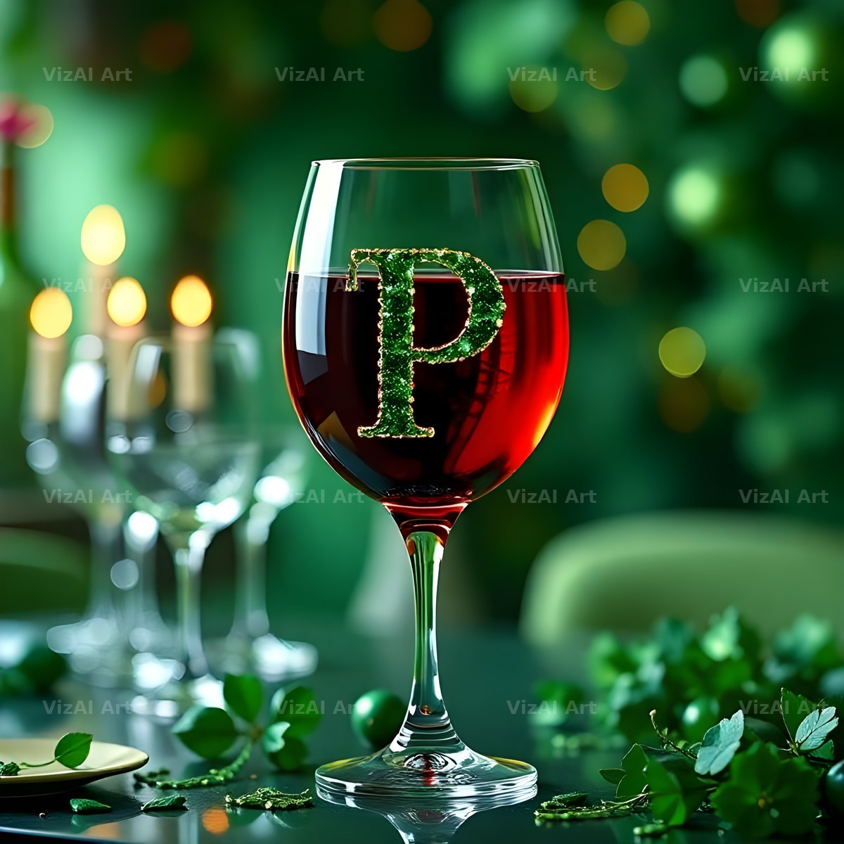 Wine Glass Sparkle alphabet letter P