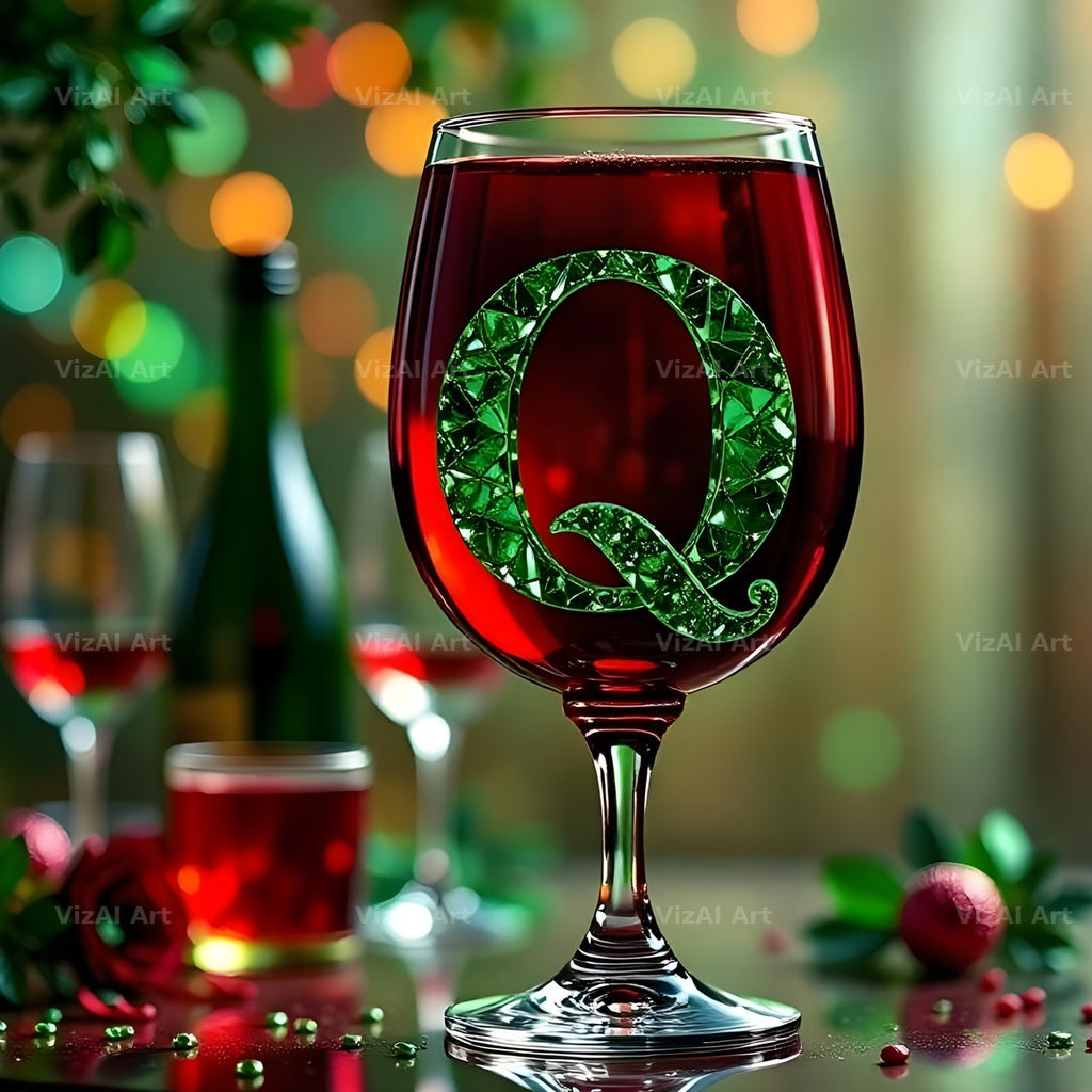 Wine Glass Sparkle alphabet letter Q