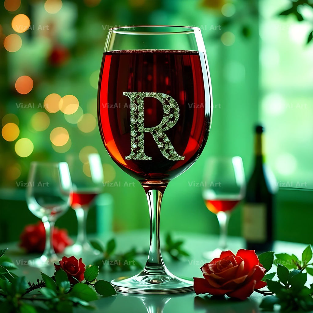 Wine Glass Sparkle alphabet letter R