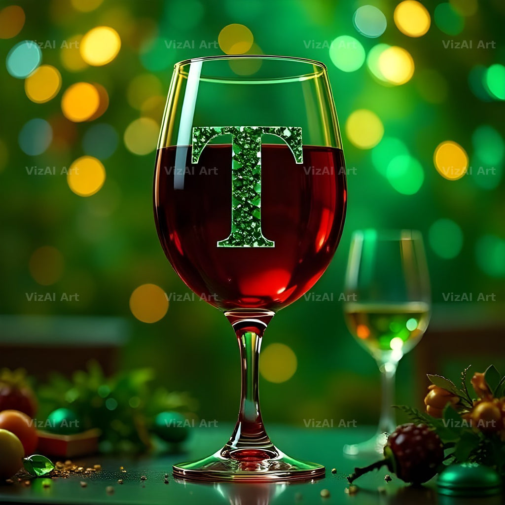 Wine Glass Sparkle alphabet letter T