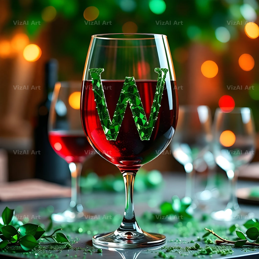 Wine Glass Sparkle alphabet letter W