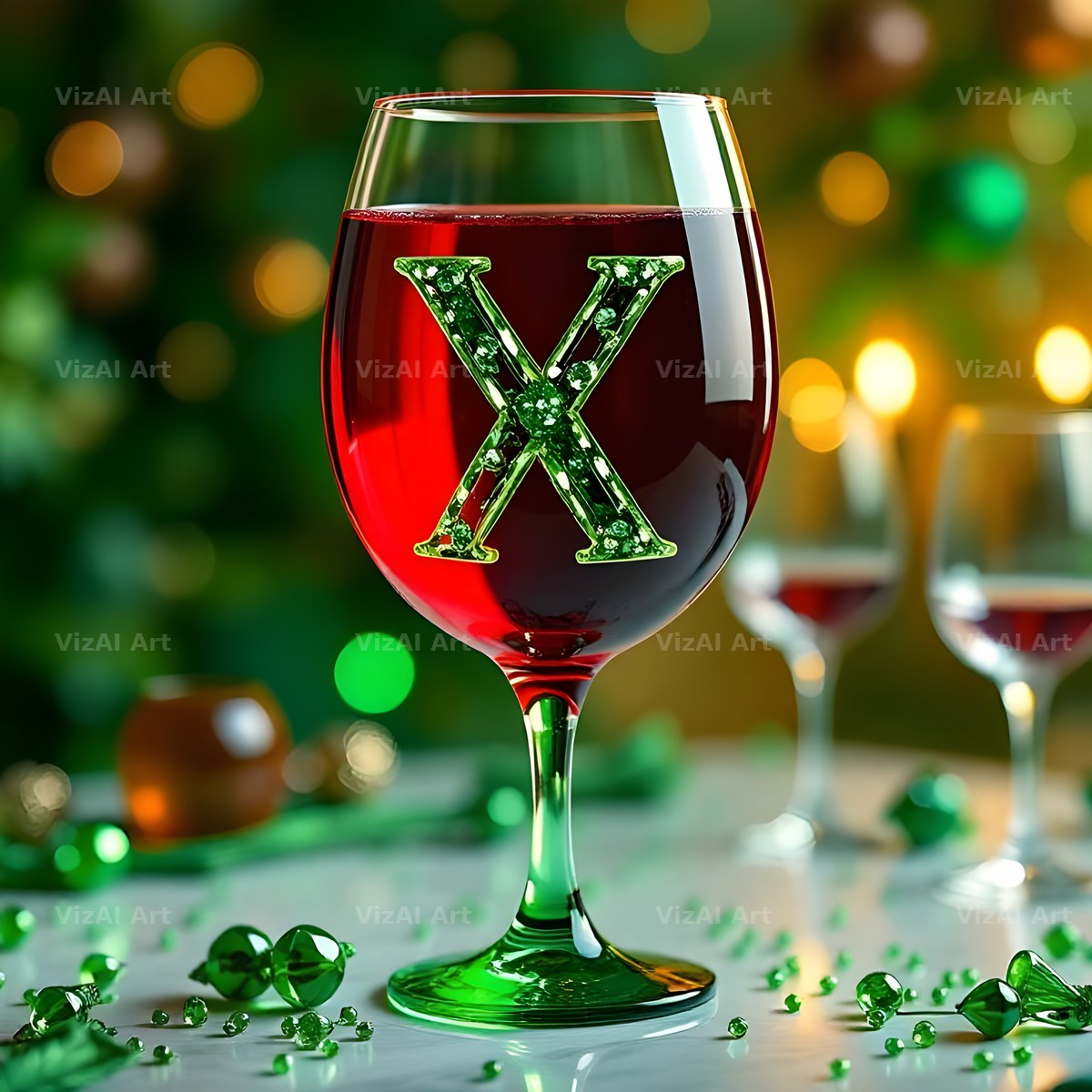 Wine Glass Sparkle alphabet letter X