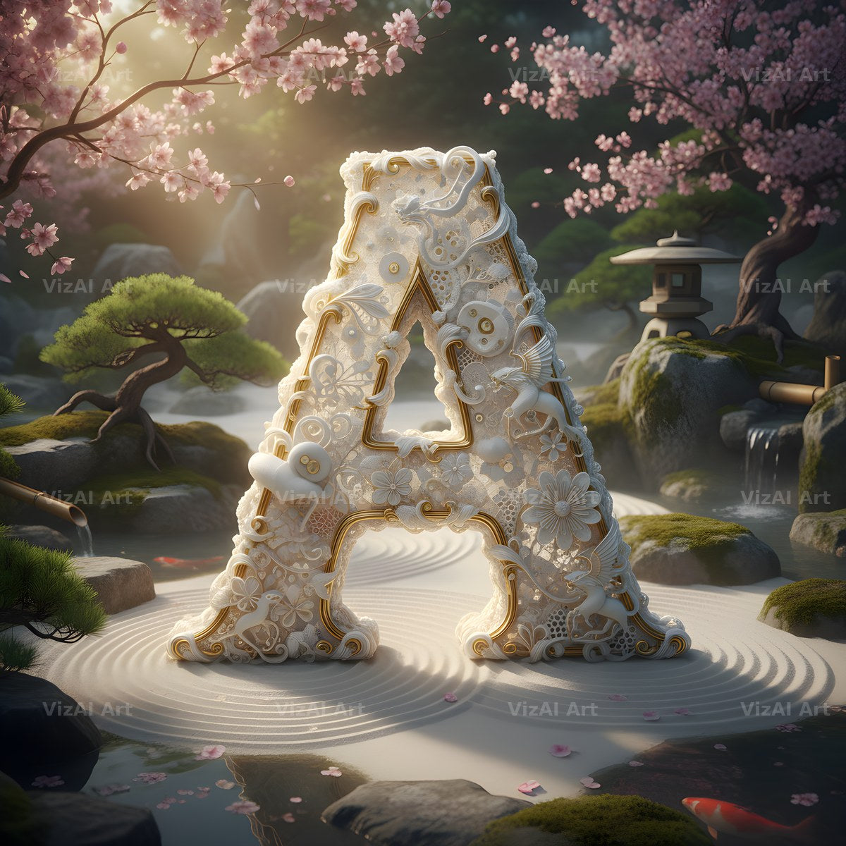 White Lace Garden alphabet letter A