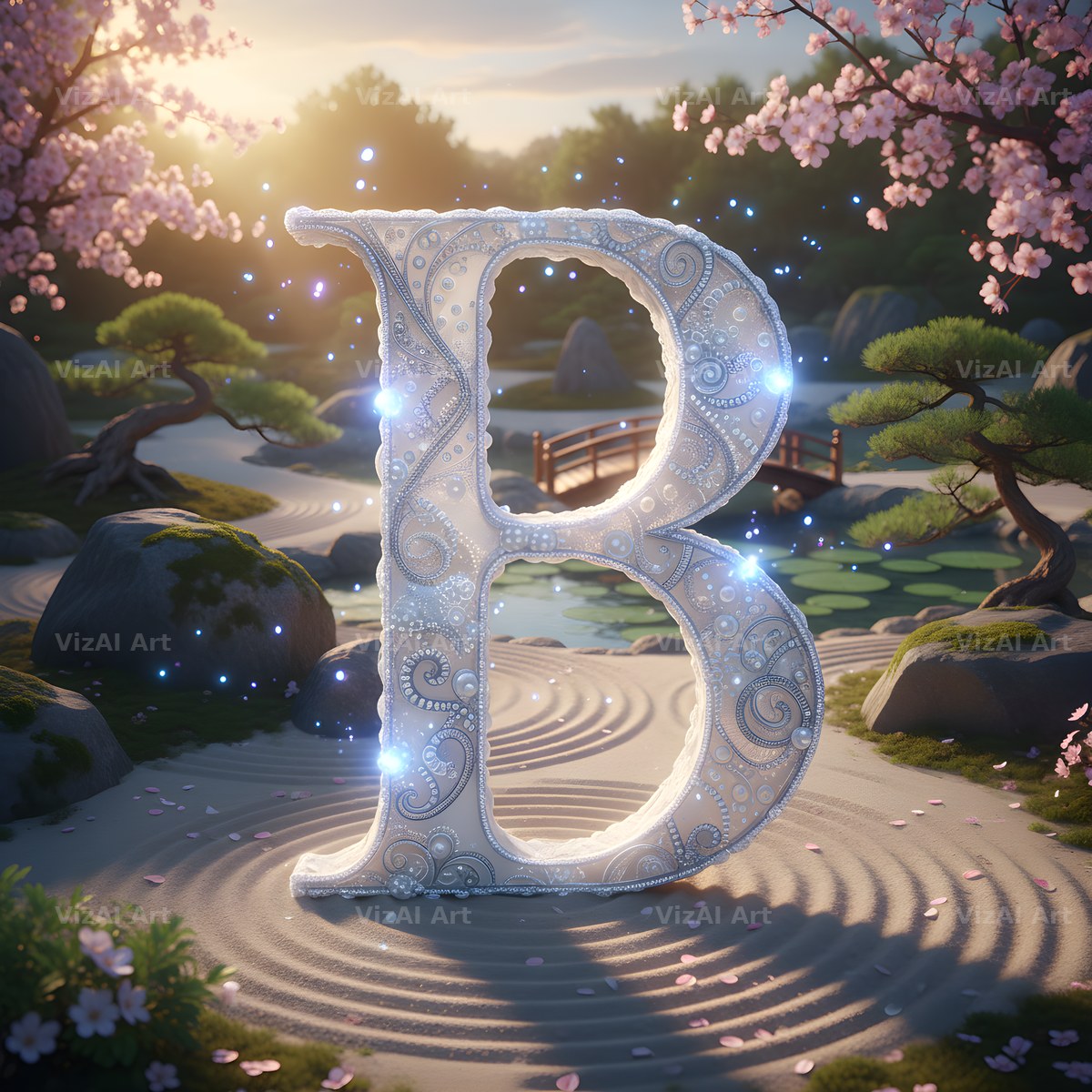 White Lace Garden alphabet letter B