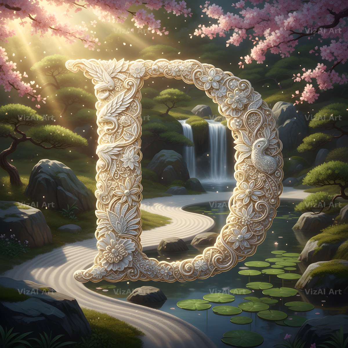 White Lace Garden alphabet letter D