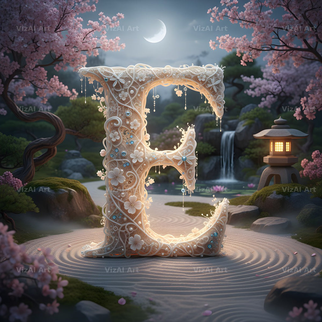 White Lace Garden alphabet letter E