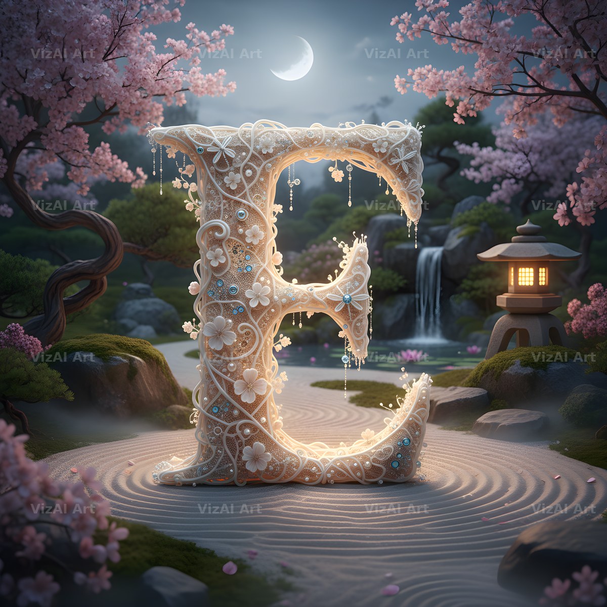 White Lace Garden alphabet letter E