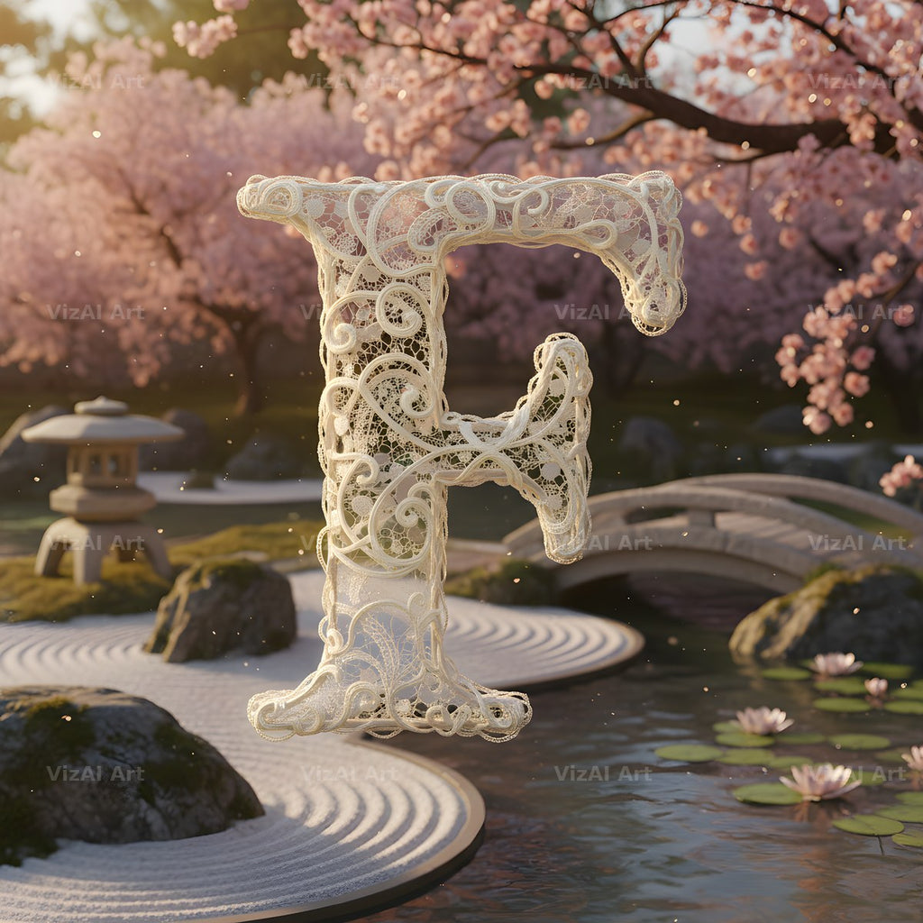 White Lace Garden alphabet letter F