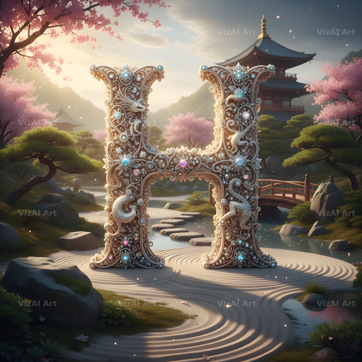 White Lace Garden alphabet letter H