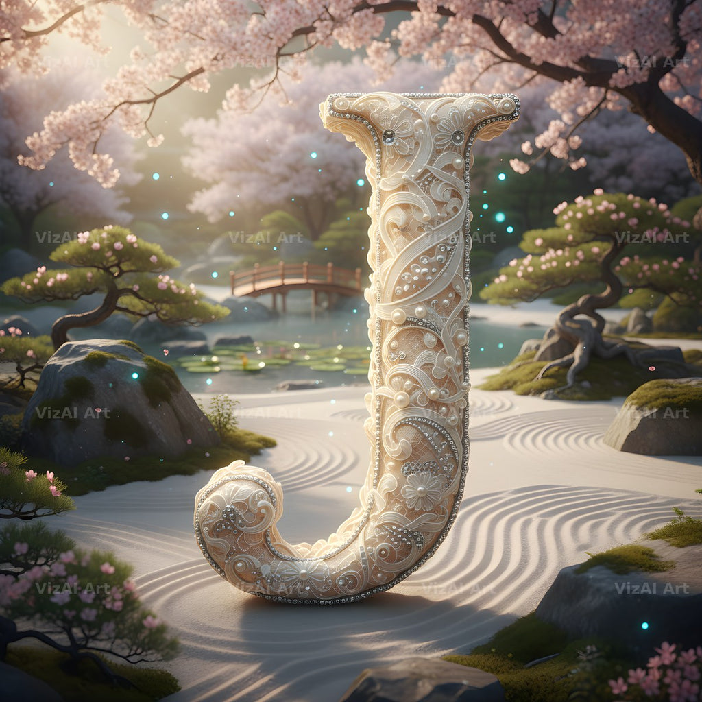 White Lace Garden alphabet letter J