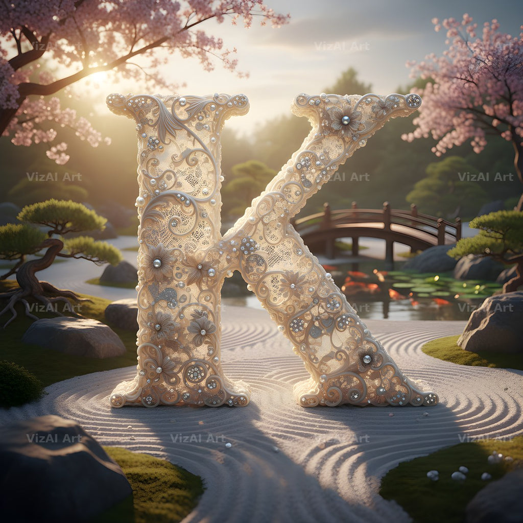 White Lace Garden alphabet letter K