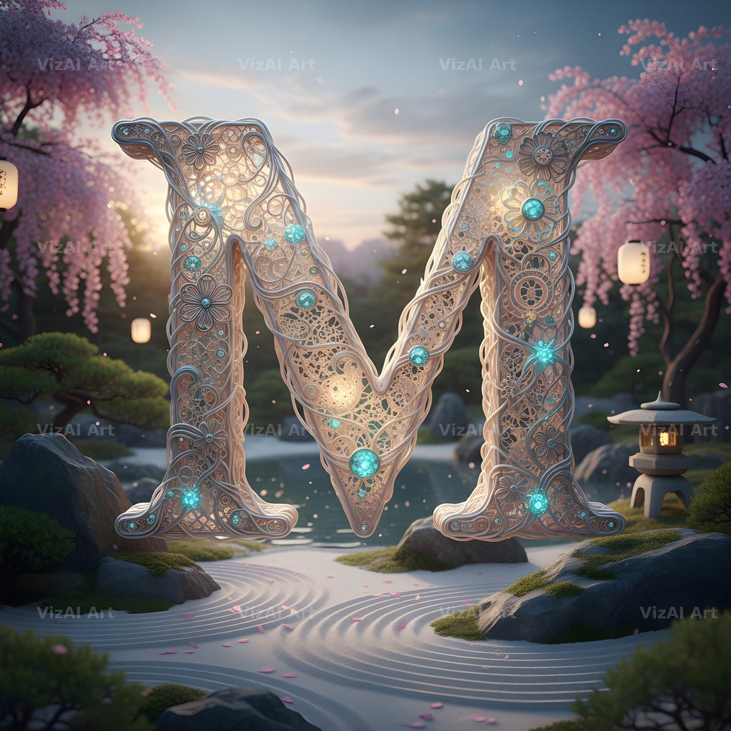 White Lace Garden alphabet letter M