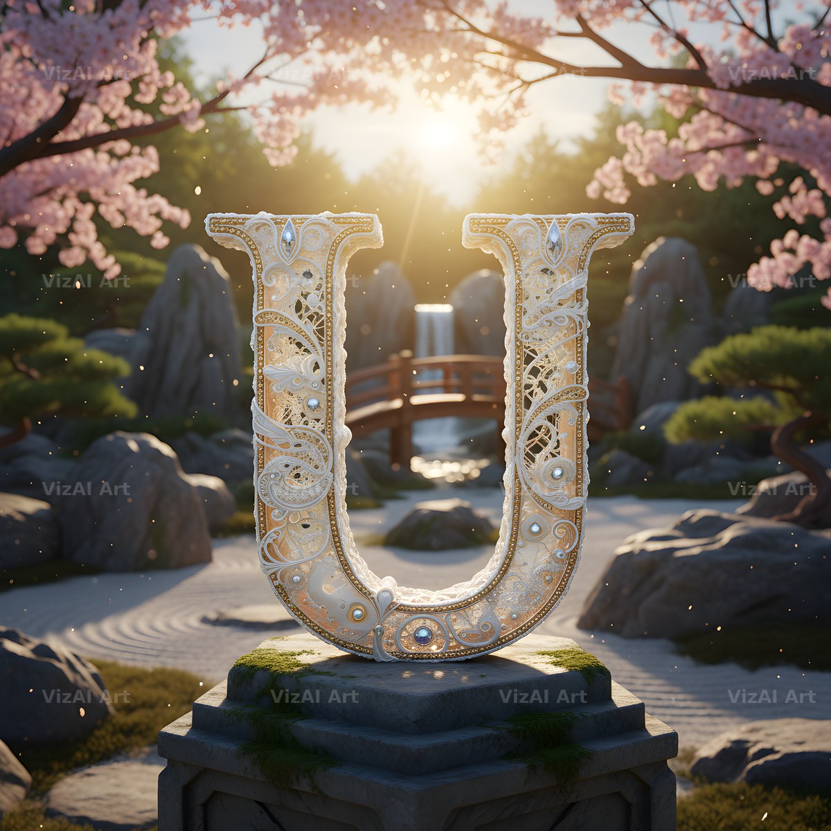 White Lace Garden alphabet letter U