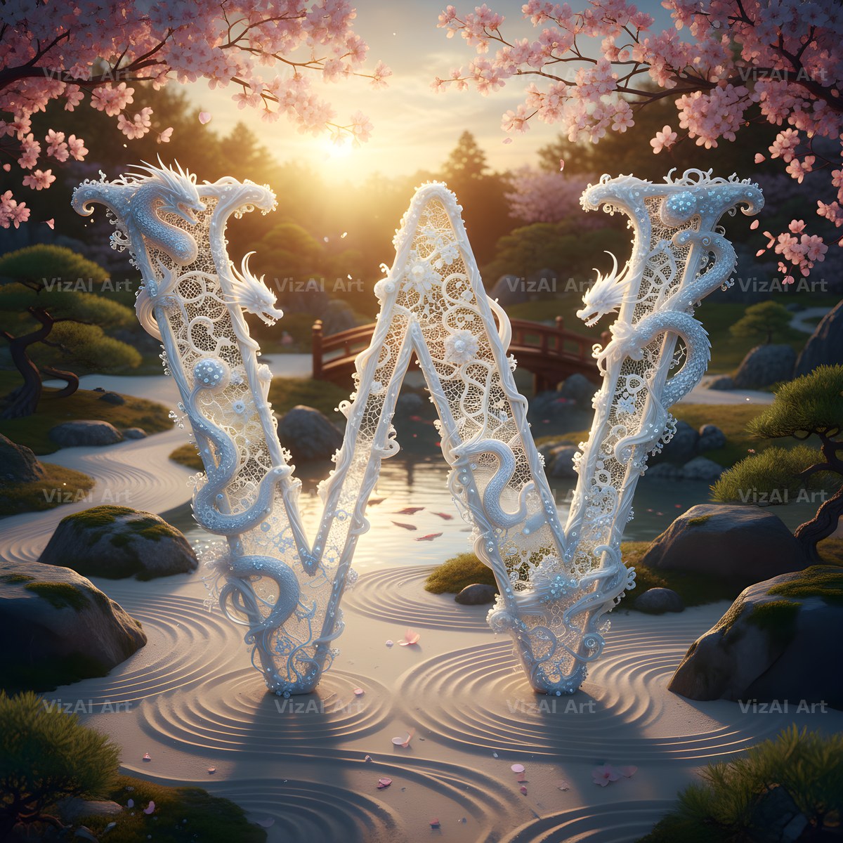 White Lace Garden alphabet letter W