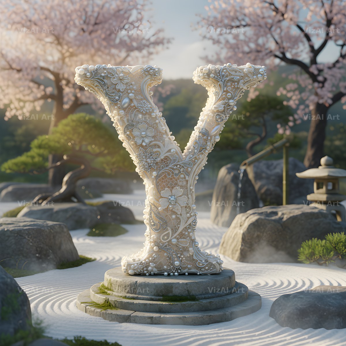 White Lace Garden alphabet letter Y