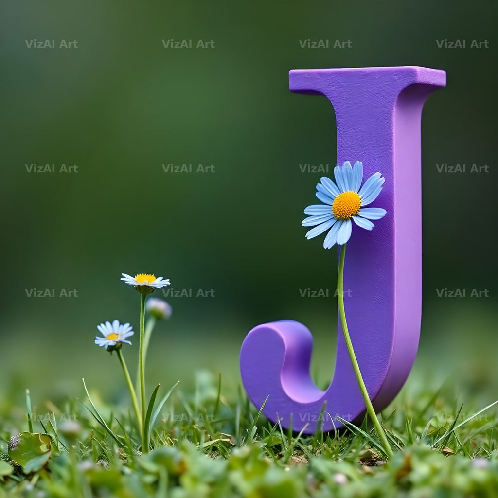 Wild Meadow Daisy alphabet letter J
