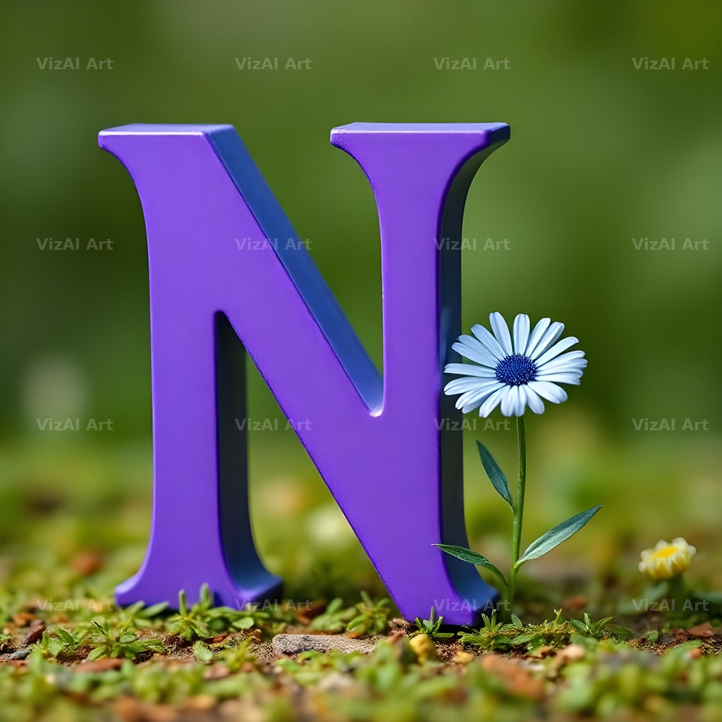 Wild Meadow Daisy alphabet letter N
