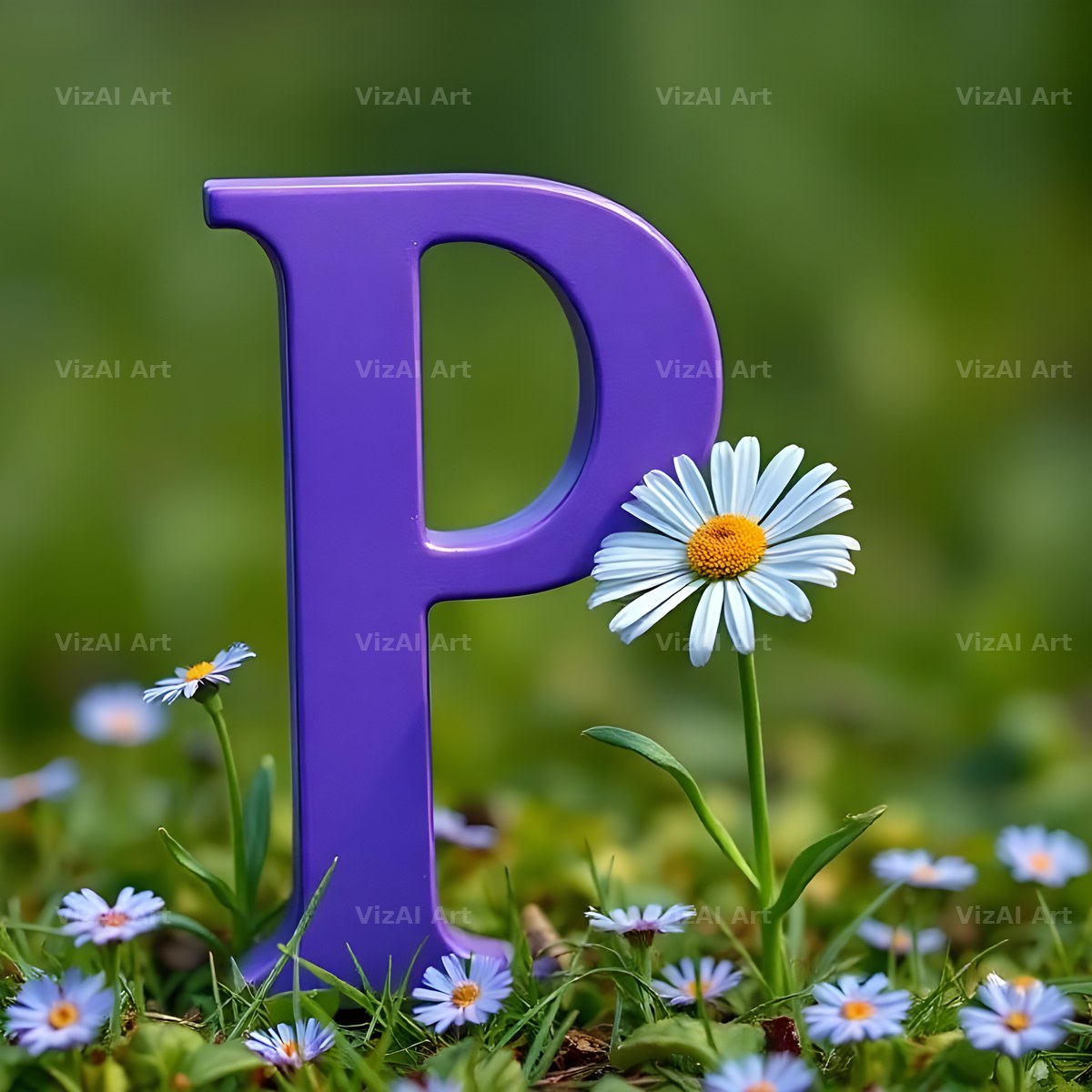 Wild Meadow Daisy alphabet letter P