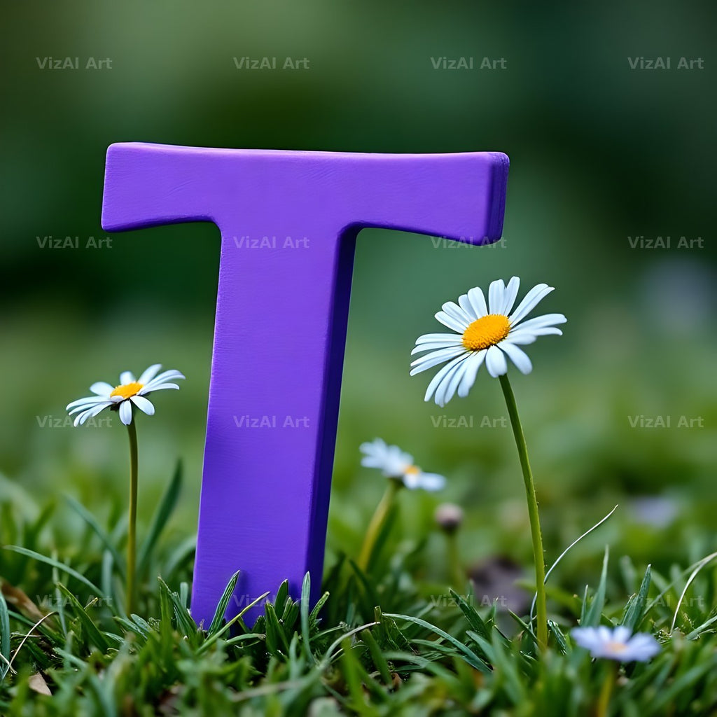 Wild Meadow Daisy alphabet letter T