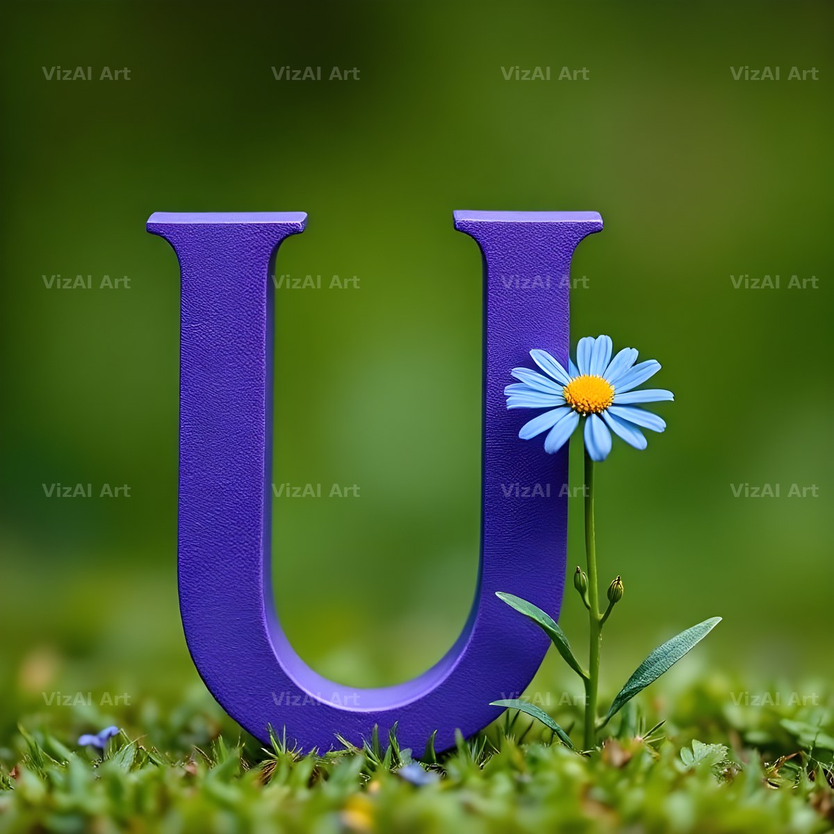 Wild Meadow Daisy alphabet letter U