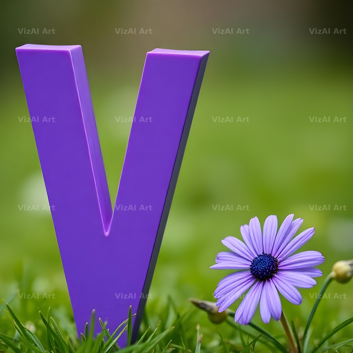 Wild Meadow Daisy alphabet letter V