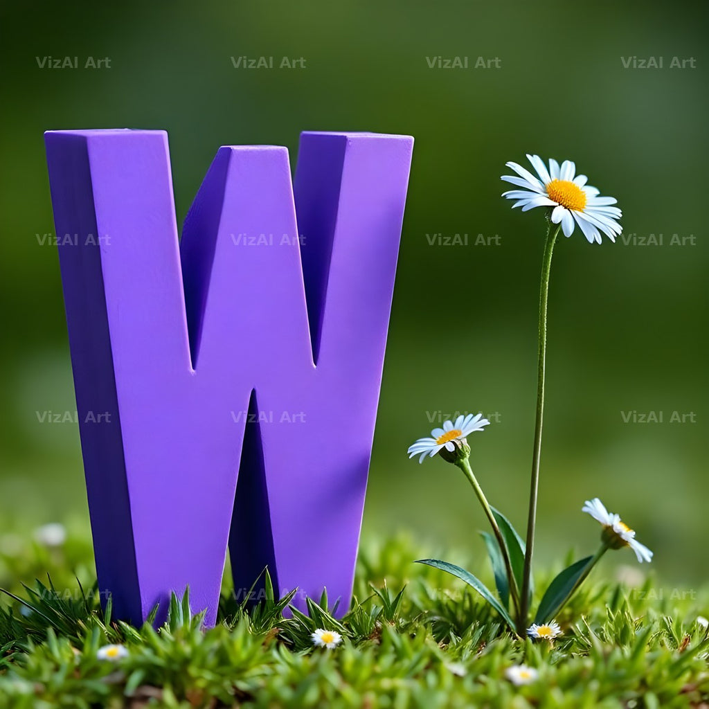 Wild Meadow Daisy alphabet letter W