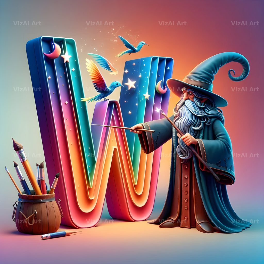 Wizard Spell Night alphabet letter W