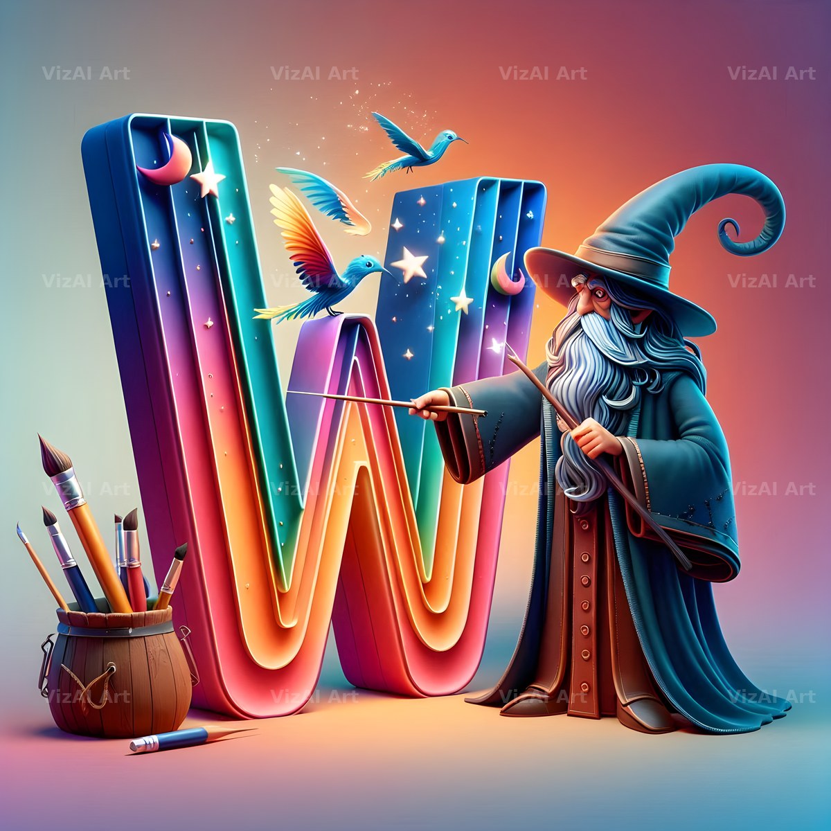 Wizard Spell Night alphabet letter W