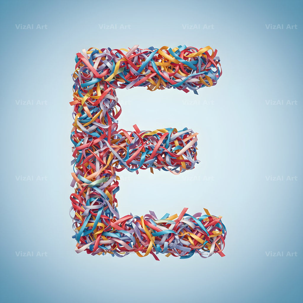 Woven Ribbon Cord alphabet letter E