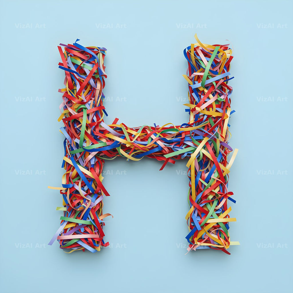 Woven Ribbon Cord alphabet letter H