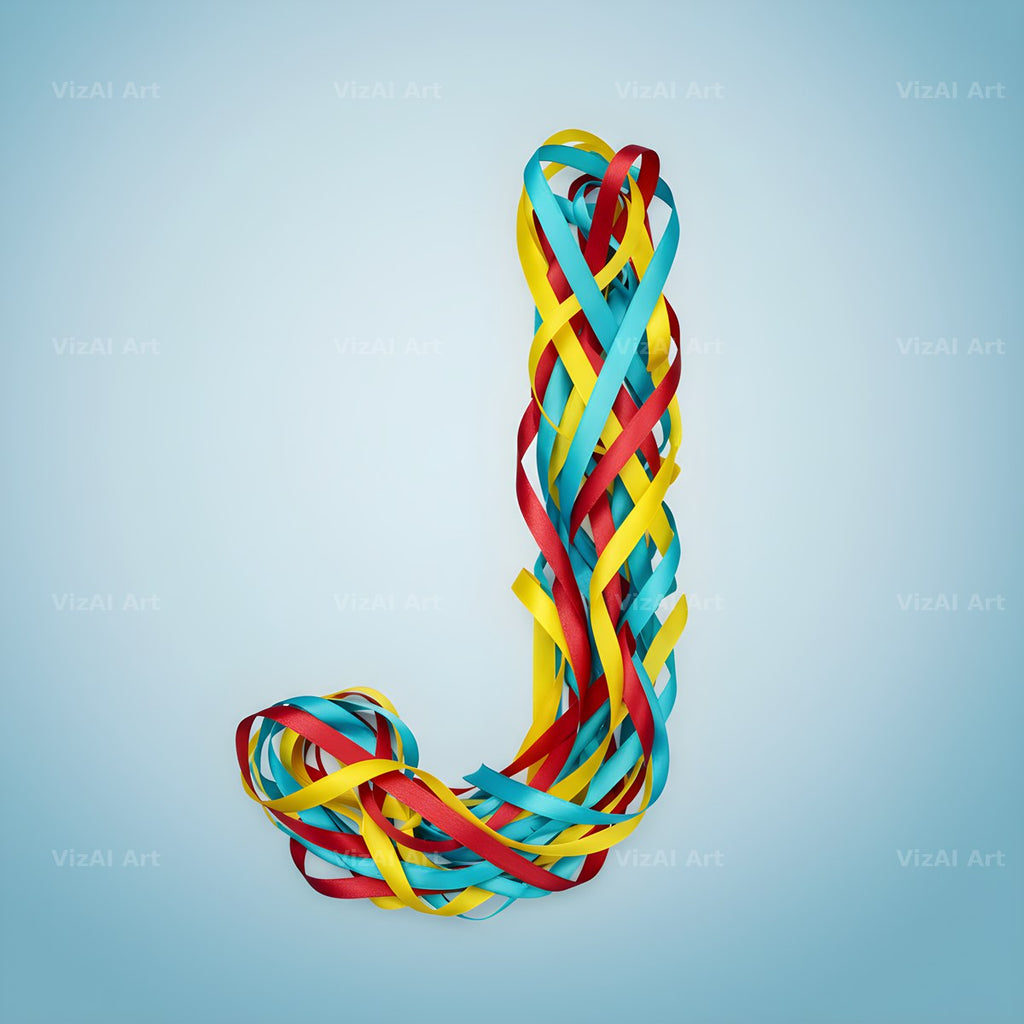 Woven Ribbon Cord alphabet letter J