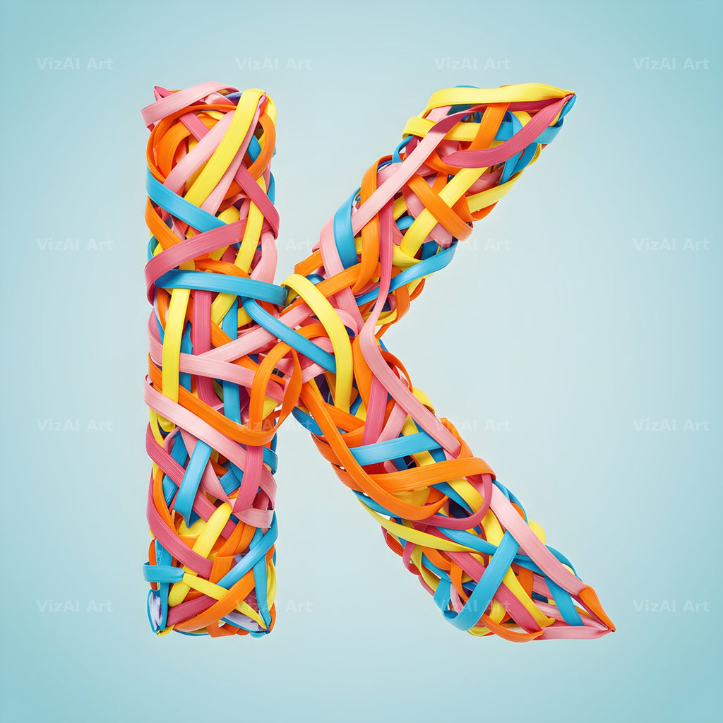 Woven Ribbon Cord alphabet letter K
