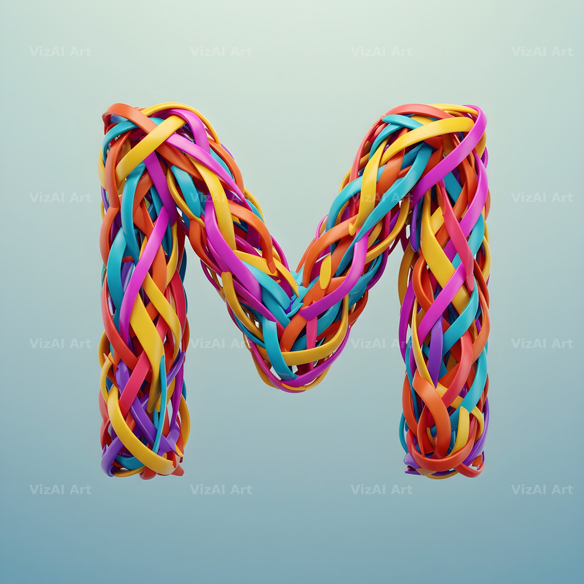 Woven Ribbon Cord alphabet letter M