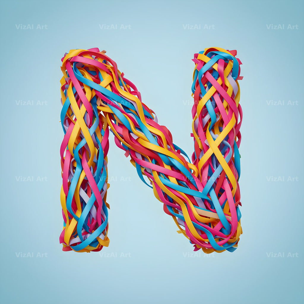 Woven Ribbon Cord alphabet letter N
