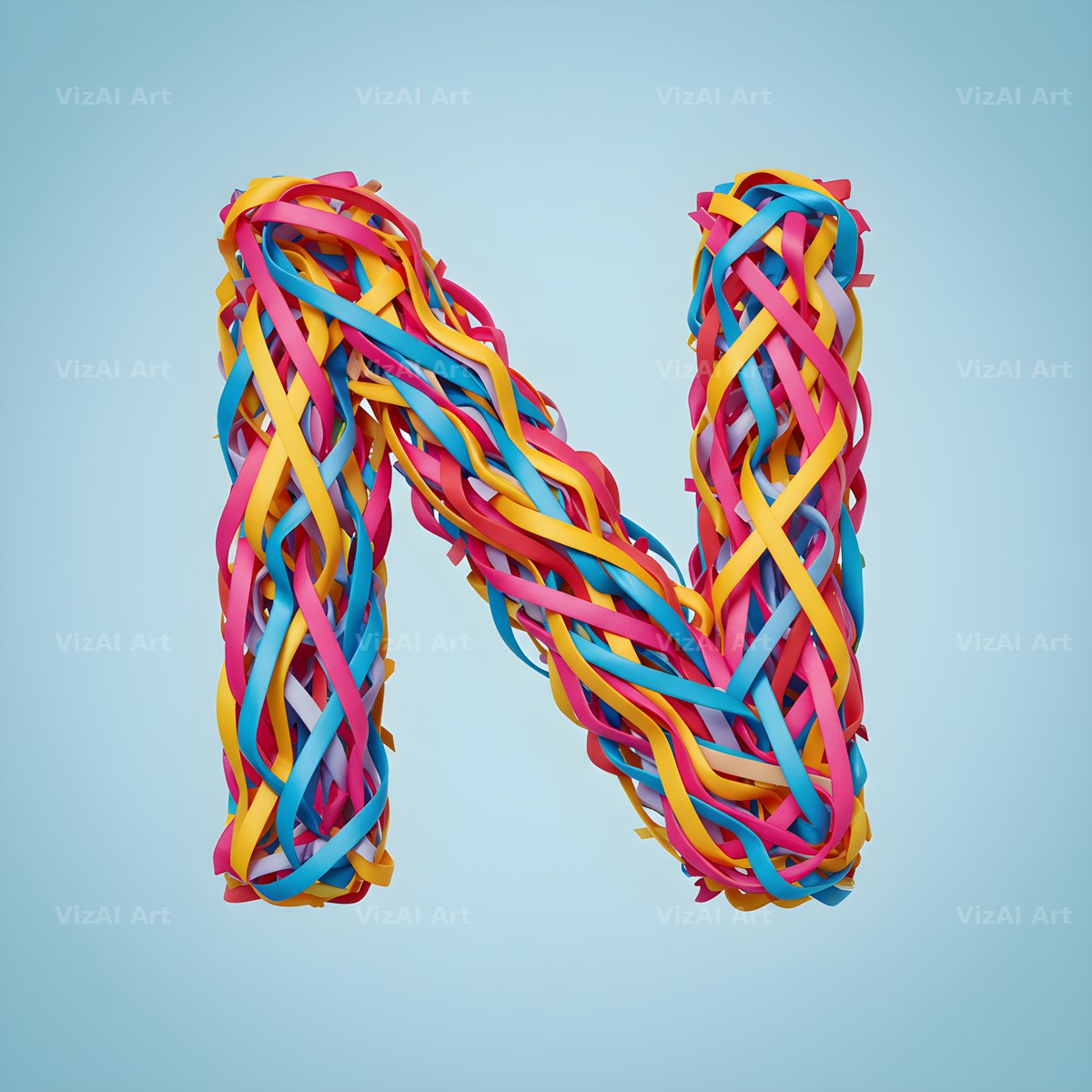 Woven Ribbon Cord alphabet letter N