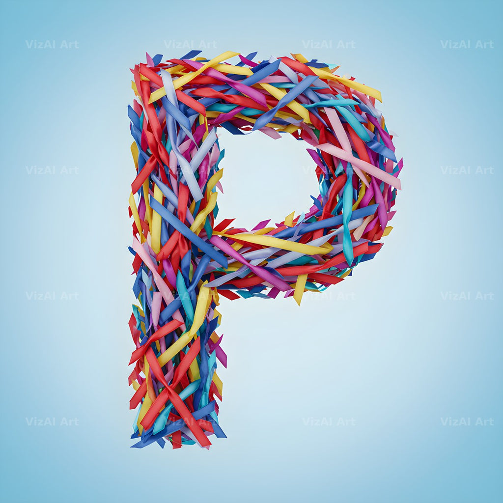 Woven Ribbon Cord alphabet letter P