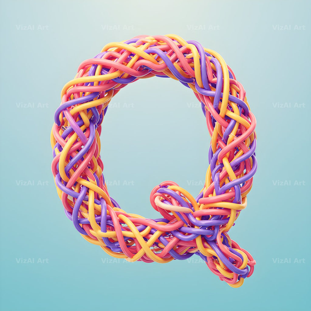 Woven Ribbon Cord alphabet letter Q
