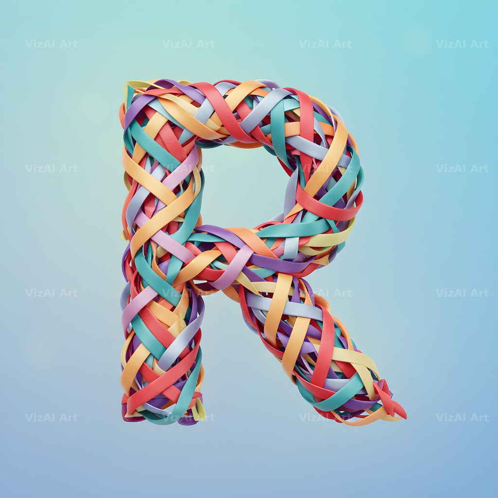 Woven Ribbon Cord alphabet letter R