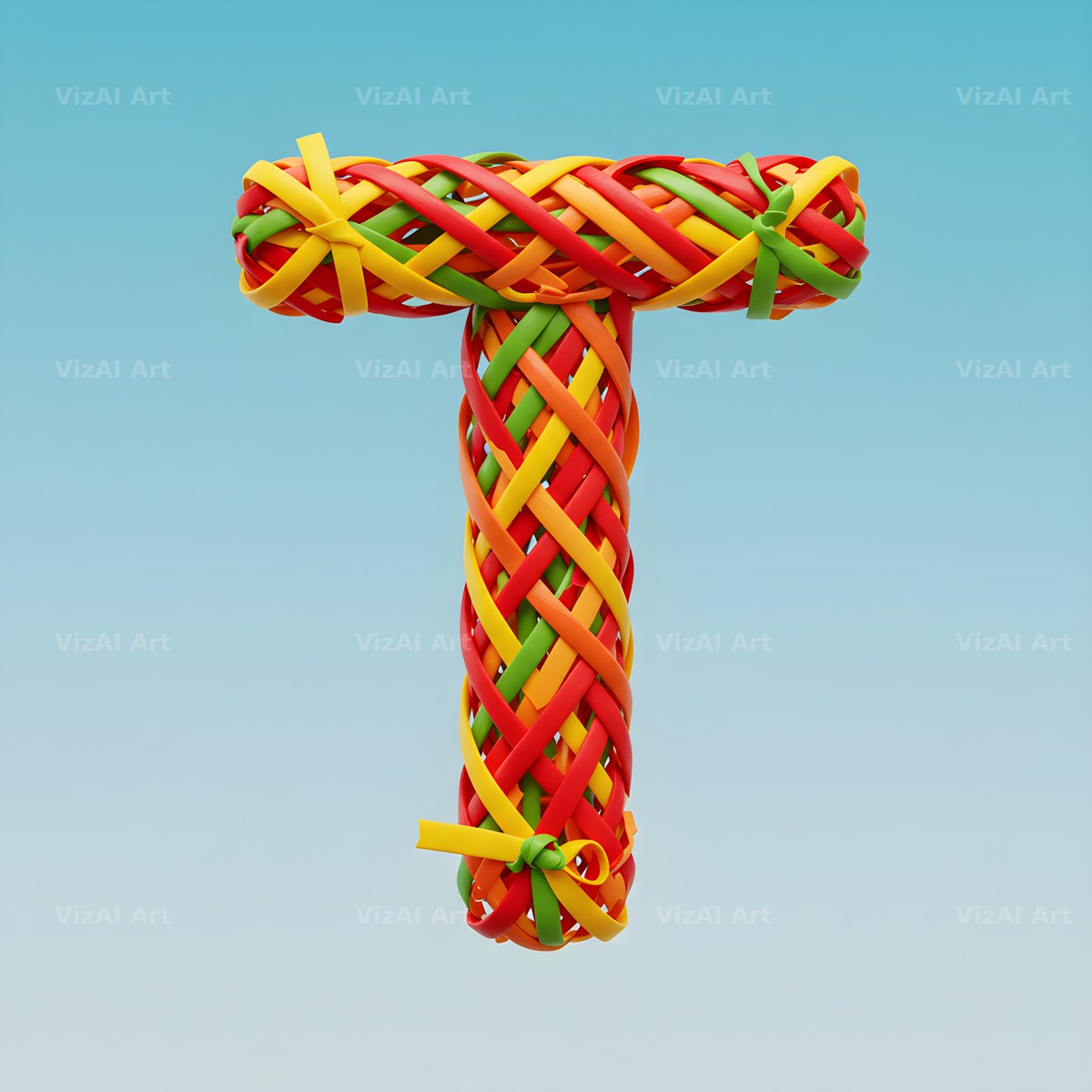 Woven Ribbon Cord alphabet letter T
