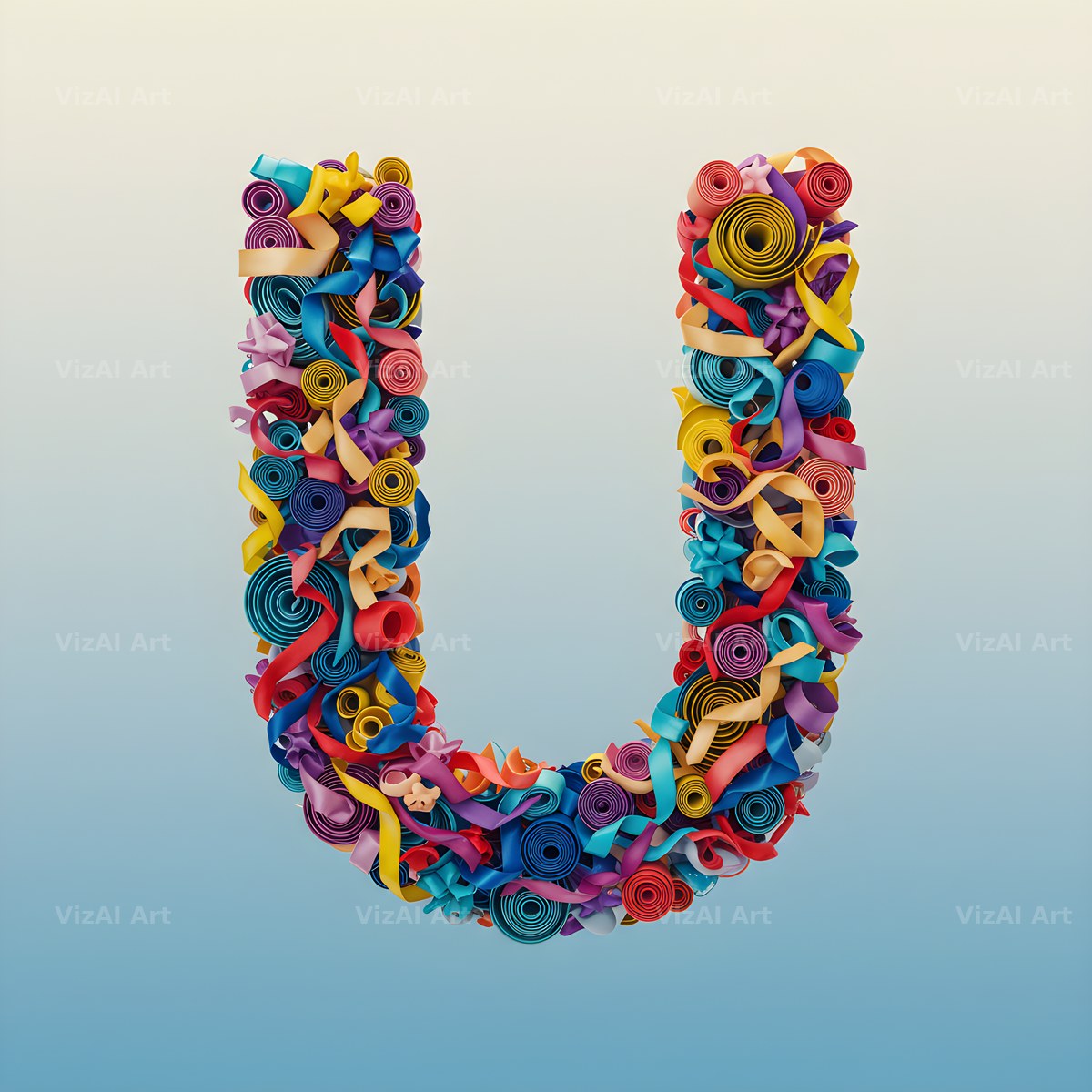 Woven Ribbon Cord alphabet letter U