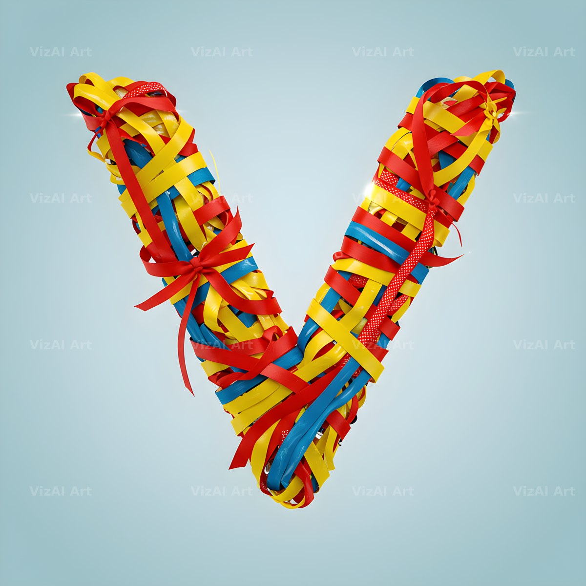 Woven Ribbon Cord alphabet letter V