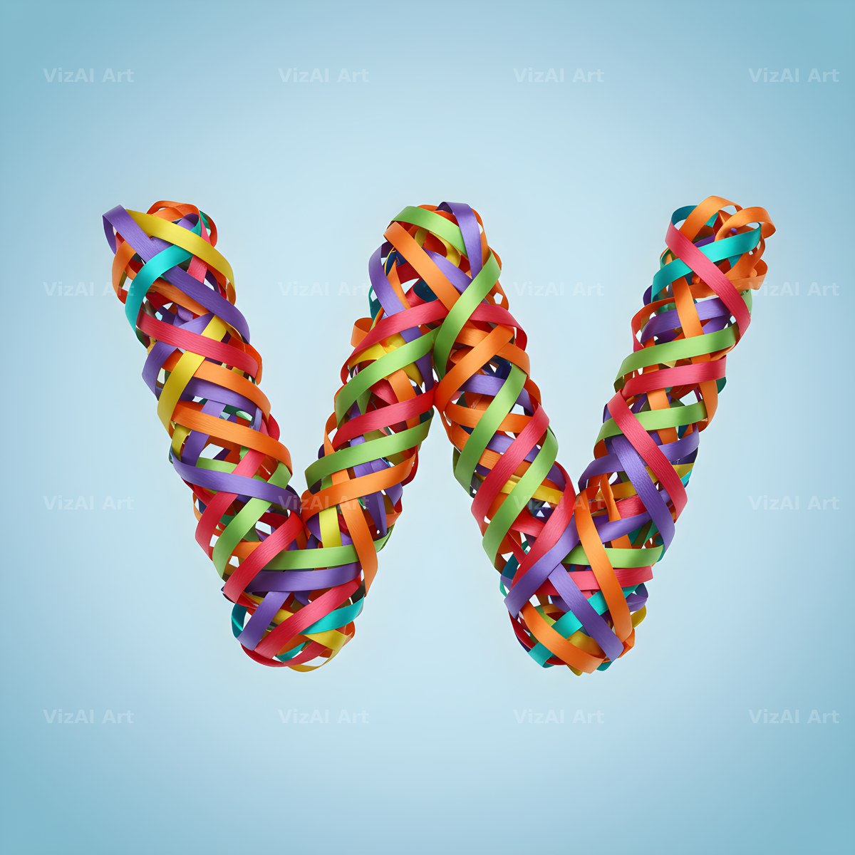 Woven Ribbon Cord alphabet letter W