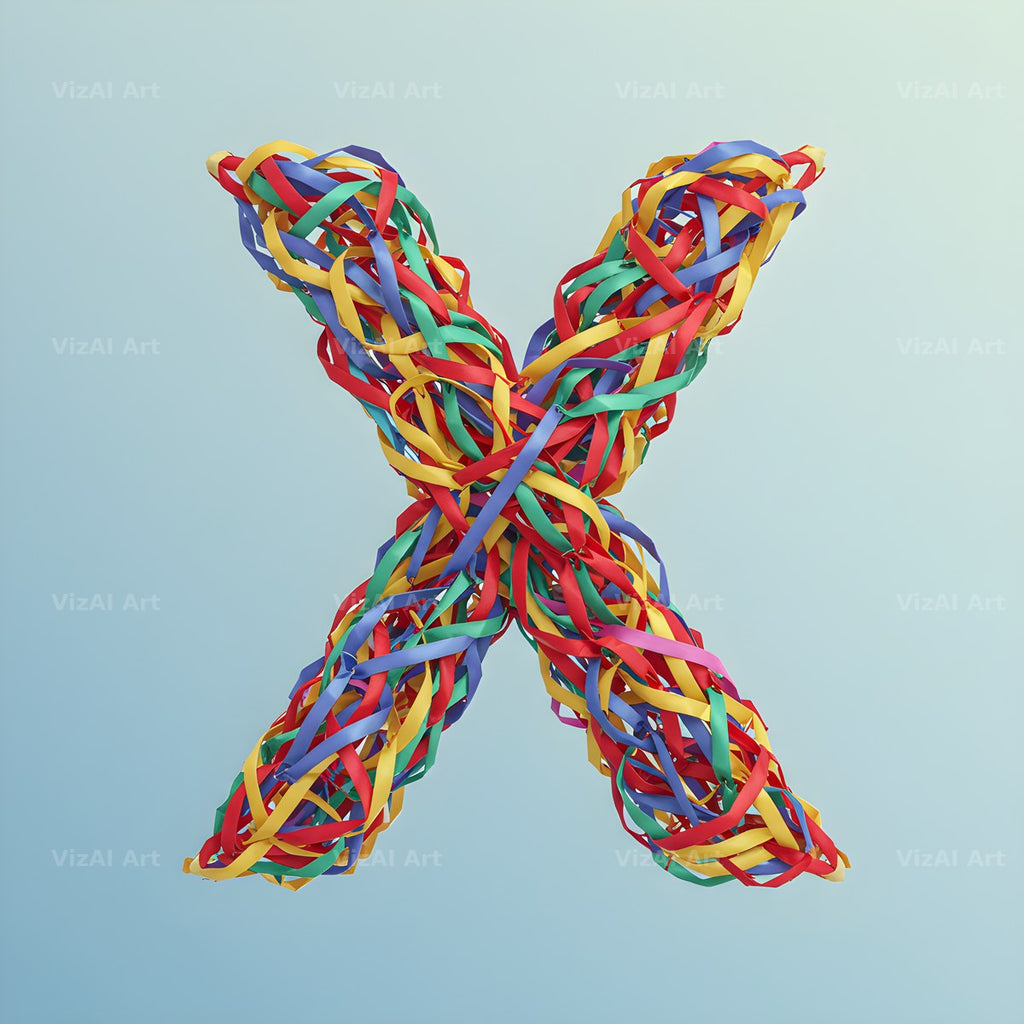 Woven Ribbon Cord alphabet letter X