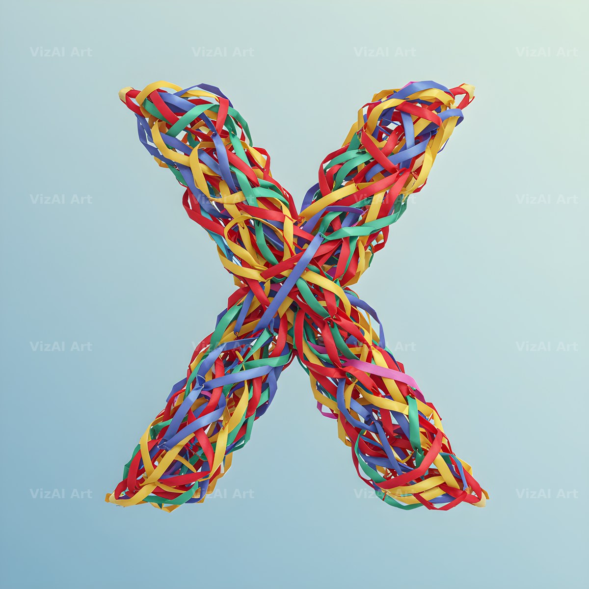 Woven Ribbon Cord alphabet letter X